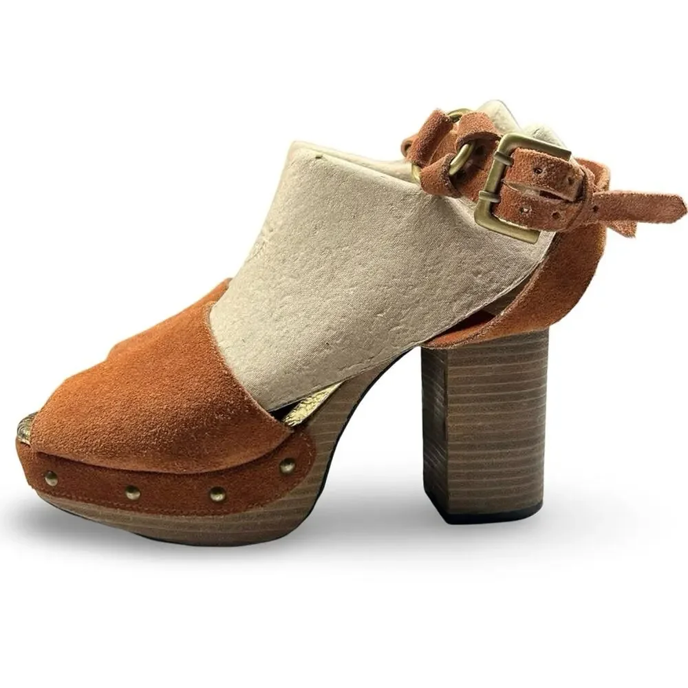 Free People Justine Platform Sandals Size 40 EU | 10‎ US Suede Boho Hippie Chic